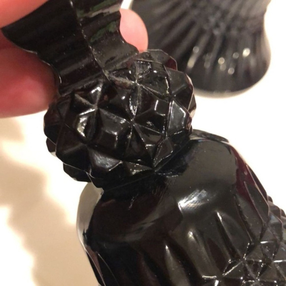 Vintage MCM Amethyst Glass Black Candlestick Holders - Picture 5 of 7